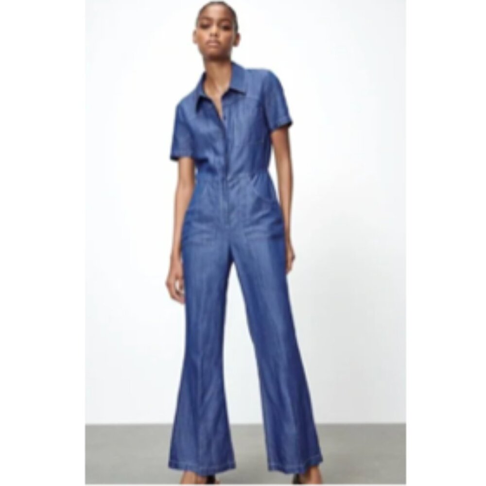 NWT- Zara Denim Jumpsuit Size S